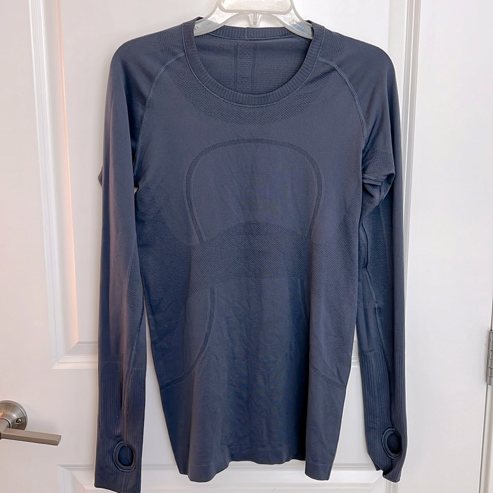 LULULEMON Swiftly Tech Long-Sleeve Shirt 2.0 Hip Length Blue Grey
